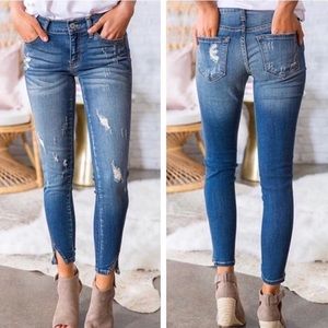 KanCan || Vented Hem Skinny Dark Medium Jeans